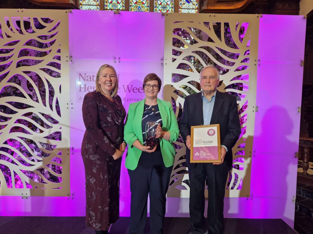 Local Authority Waters Programme (LAWPRO) Community Water Officer for Cork, Ellen Murphy, alongside members of the Conna Community Council at the National Heritage Awards 2025.